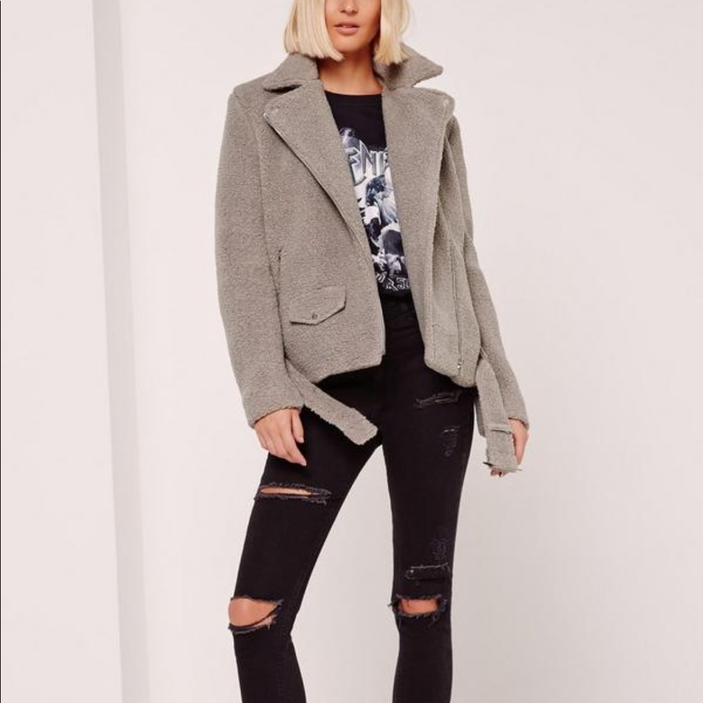 Missguided Shearling Biker Jacket